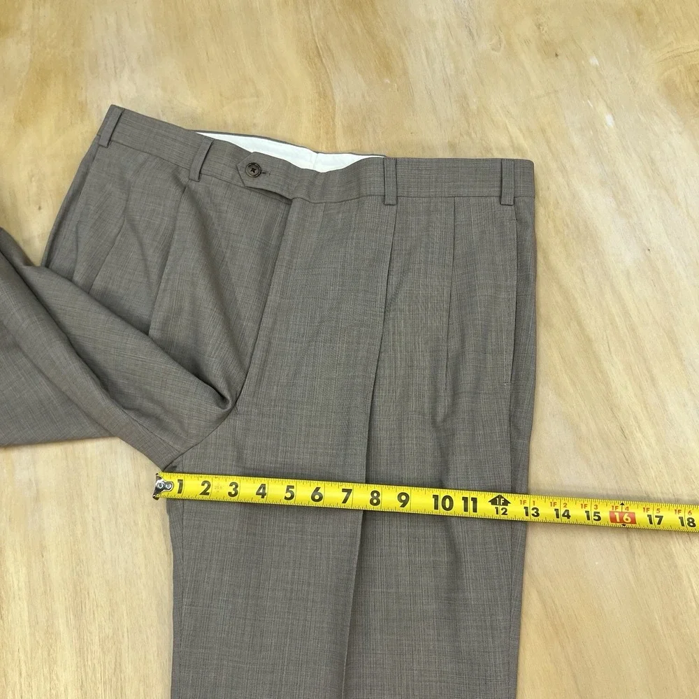 Brooks Brothers Suit Mens 43R Wool Pleated Pants 37x32 (Unhemmed) Tan